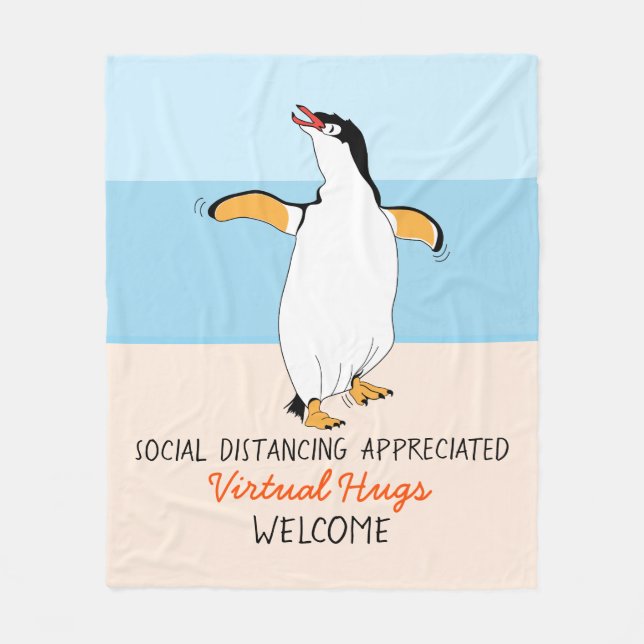 Social Distancing Virtual Hugs Welcom Fleece Blanket (Front)