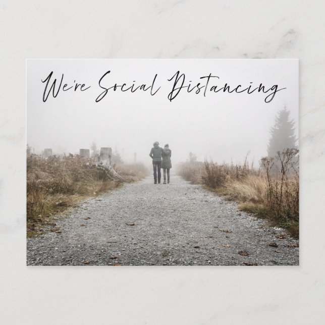 Social Distancing Wedding Date Photo Announcement Postcard (Front)