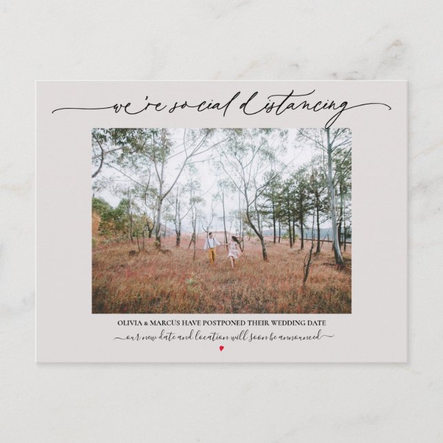 Social Distancing Wedding Postponement Pale Mauve Postcard (Front)