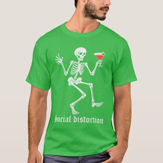 Social Distortions Skeleton Drinking Party Minimal T-Shirt (Front)