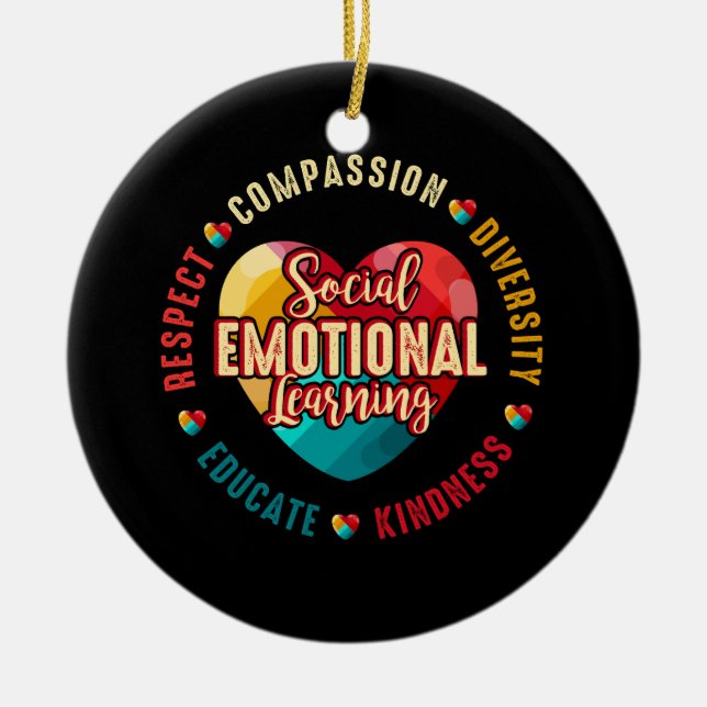 Social Emotional Learning Heart Counselor Teacher  Ceramic Ornament (Front)