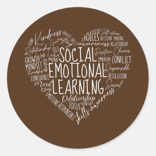 Social Emotional Learning Heart Counselor Teacher Classic Round Sticker