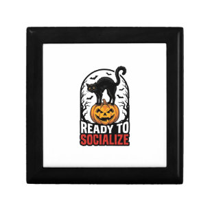 Social Halloween Cat Spooky Party Humor Design_1 Gift Box