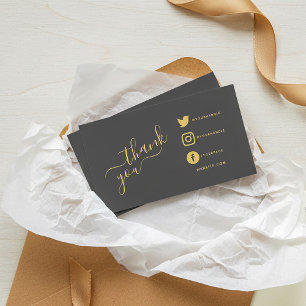 Social icons QR code grey/gold thank you discount Enclosure Card