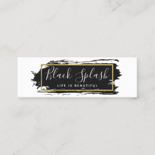 Social Influencer Black Paint Stroke & Modern Gold Mini Business Card