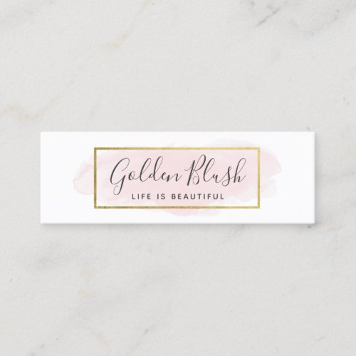 Social Influencer Blush Pink Watercolor  Gold Mini Business Card