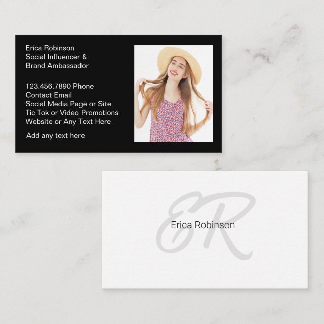 Social Influencer Brand Ambassador Business Cards (Front/Back)