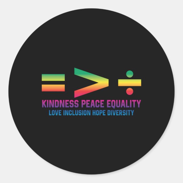 Social Justice Equality Greater Than Division Classic Round Sticker (Front)