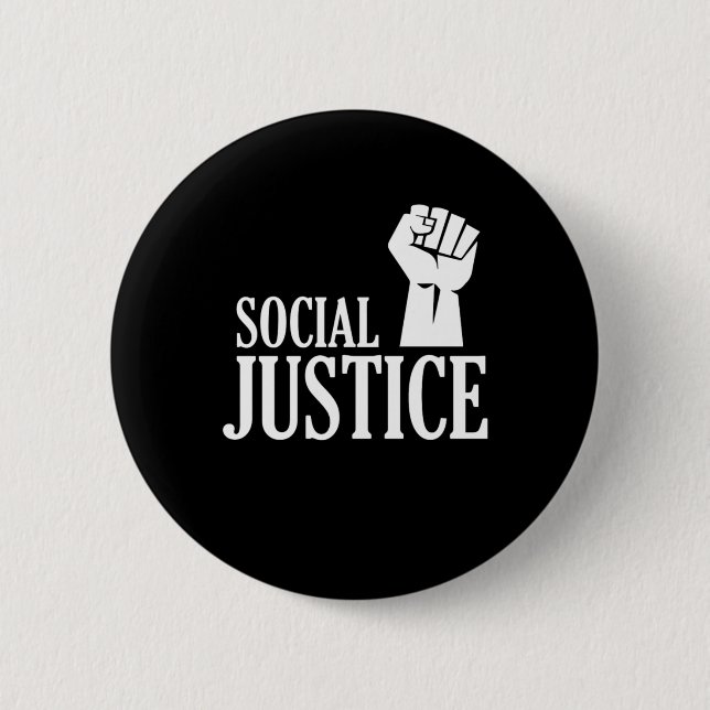 Social Justice Fist Human Rights Equality Gift Button (Front)
