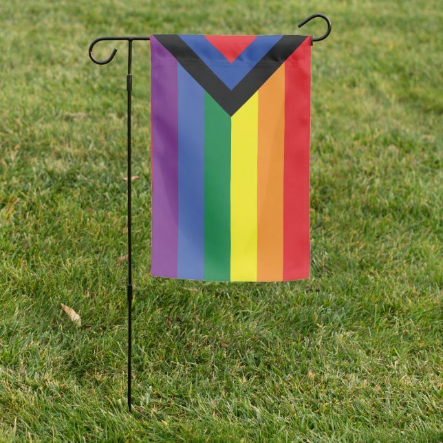 Social Justice Pride Rainbow  Garden Flag (In SItu)