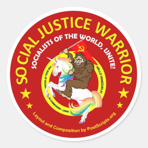 Social Justice Warrior Classic Round Sticker