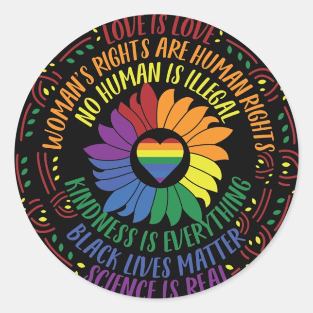Social Justice Word Art   Classic Round Sticker (Front)