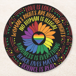 Social Justice Word Art Round Paper Coaster