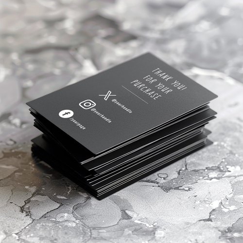 Social Links white on black order insert Card