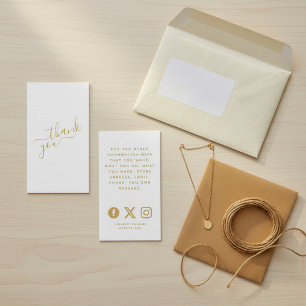 Social logos, gold and white order insert Card.