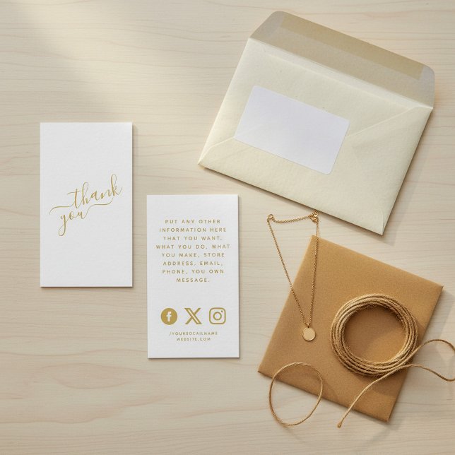Social logos, gold and white order insert Card. (Social logos, gold and white order insert Card.)