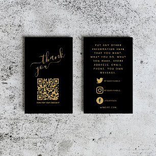 Social logos QR code, gold luxury thank you insert