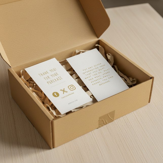 Social logos, white and gold order insert Card. (Social logos, white and gold order insert Card.)