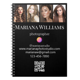 social media 4 photos qr code small business notebook