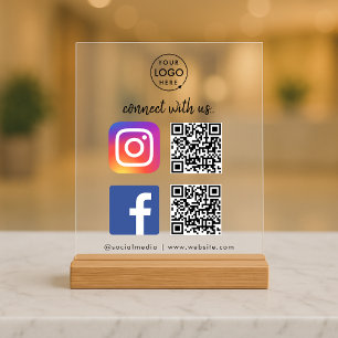 Social Media Acrylic Sign Instagram Facebook QR