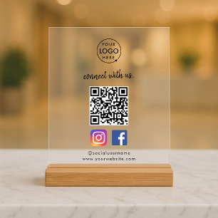 Social Media Acrylic Sign Instagram Facebook QR
