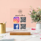 Social Media Acrylic Sign | Instagram Facebook QR
