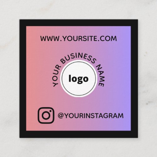 Social Media Add Your Logo Website QR Code Modern Square Business Card