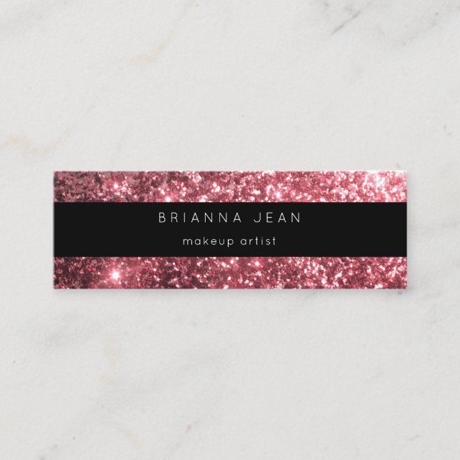 Social Media-All & Website Hot Pink Glitter Mini Business Card (Front)