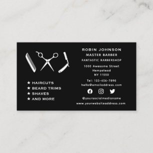 Social Media Barber Barbershop Beard Trim Shave Business Card