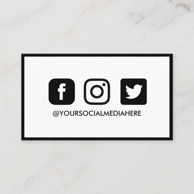 Social Media Black Edges Elegant Modern Business Card (Front)