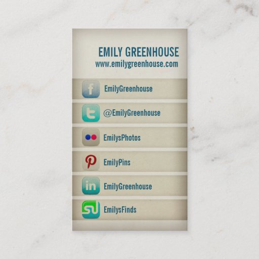 Customizable Social media business card Facebook Twitter