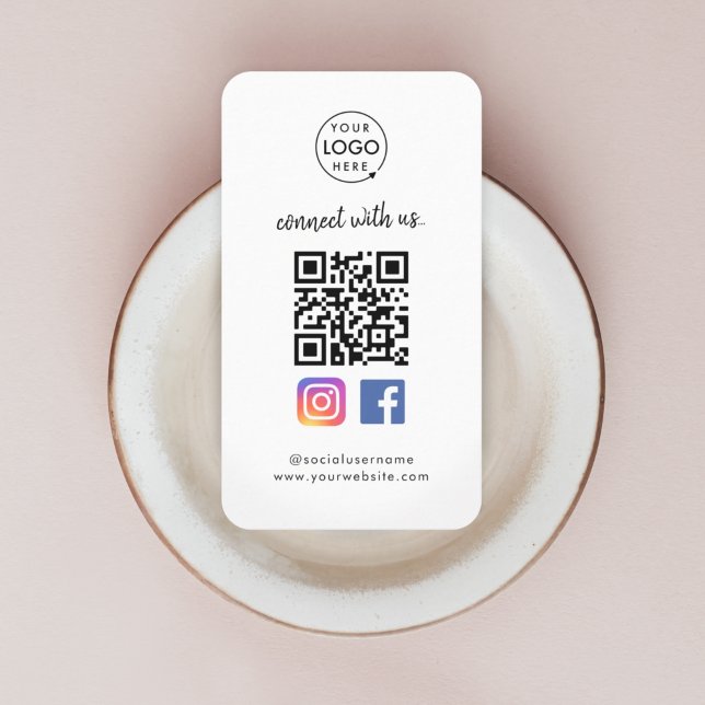 Social Media Business Card | Instagram Facebook QR (Connect with us QR code business cards to promote your social media - Instagram, Facebook & more!)