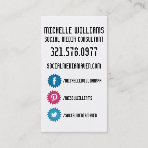 Customizable Social Media Business Cards