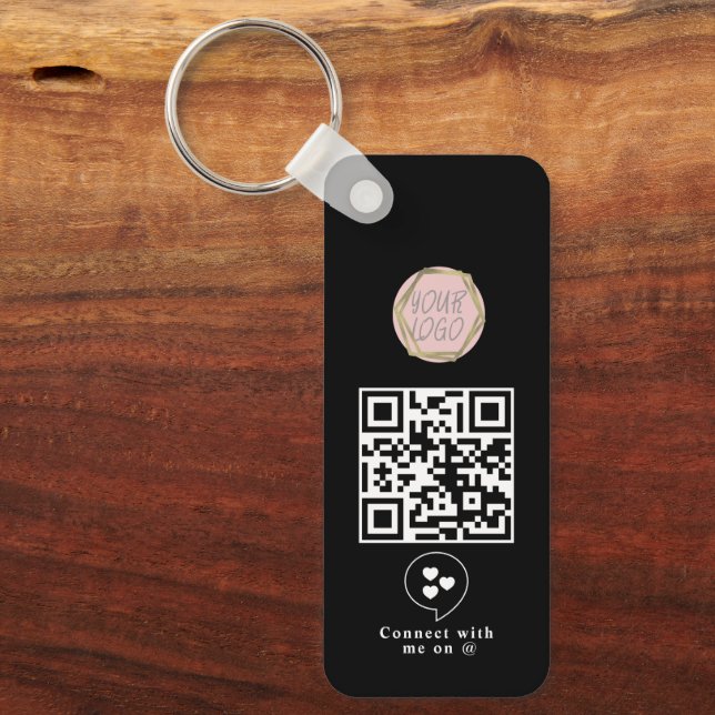 Social Media Business Logo QR Code Keychain (Front)