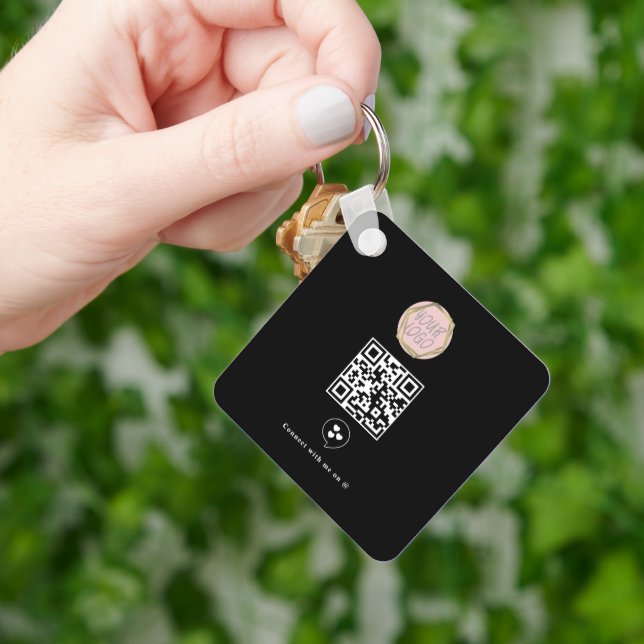 Social Media Business Logo QR Code  Keychain (Hand)