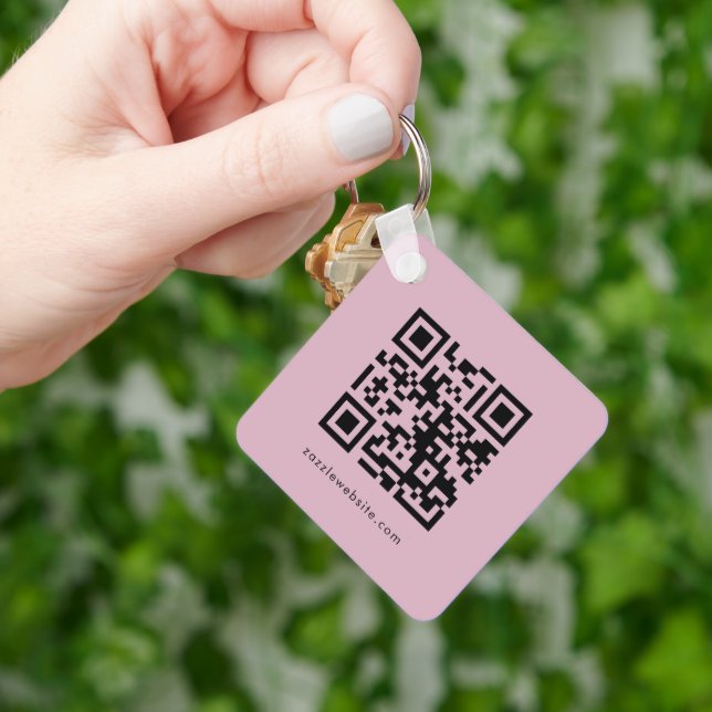 Social Media Business Logo QR Code Monogrammed Keychain (Hand)