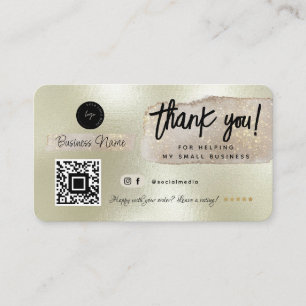 Social Media Business Modern Gold Thank You Business Card