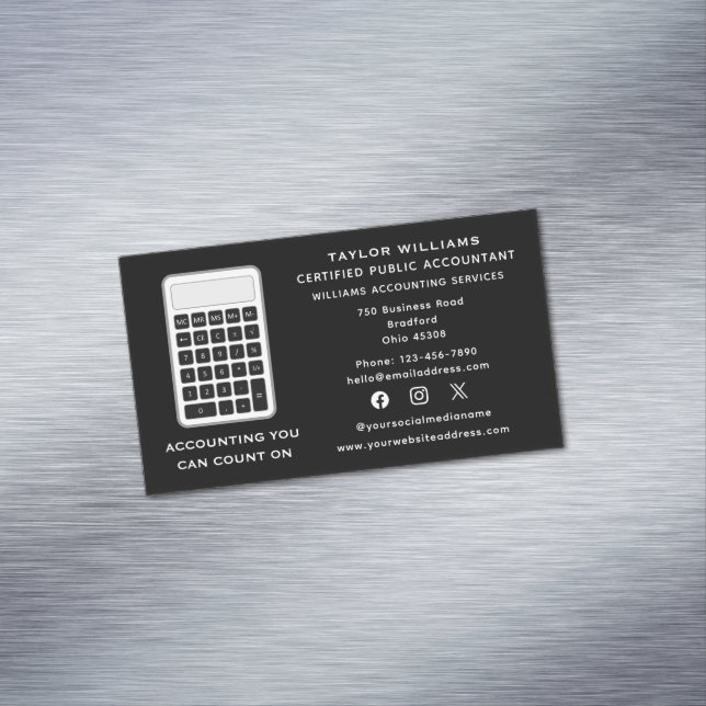 Social Media Calculator Accountant Money Acutuary Business Card Magnet (In Situ)