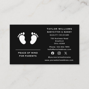 Social Media Childcare Babysitter Nanny Baby Feet Business Card