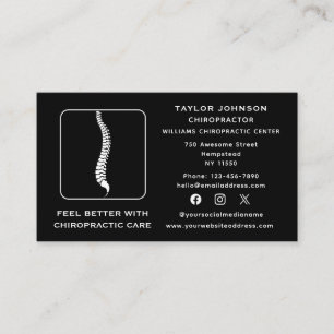 Social Media Chiropractor Chiropractic Typography Business Card