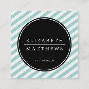 SOCIAL MEDIA circle border black mint green white Square Business Card