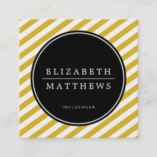 SOCIAL MEDIA circle border black mustard yellow Square Business Card
