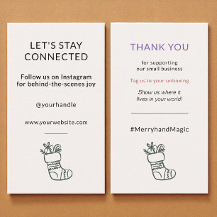 Social Media Connect Whimsical Cream Christmas Business Card