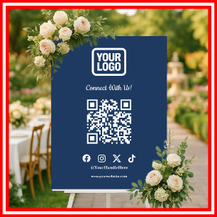 Social Media Connect With Us Instagram Navy QR  Foam Board