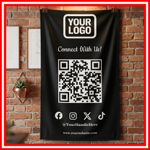 Social Media Connect With Us Instagram TikTok X QR Banner