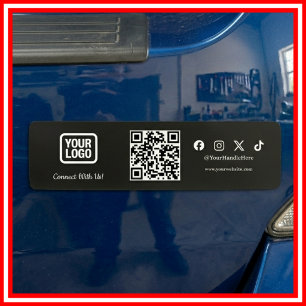 Social Media Connect With Us Instagram TikTok X QR Car Magnet