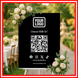 Social Media Connect With Us Instagram TikTok X QR Foam Board