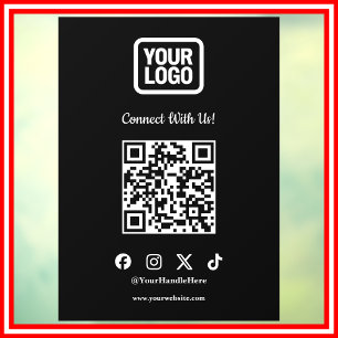 Social Media Connect With Us Instagram TikTok X QR Window Cling