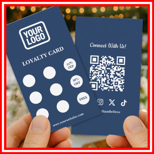 Social Media Connect With Us Navy QR Loyalty Card