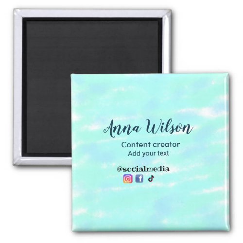 Social media content creator blue green add name t magnet